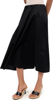 MANGO Flared Cotton Midi Skirt