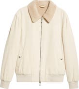 Eleventy Boiled Wool & Genuine Shearling Bomber Jacket