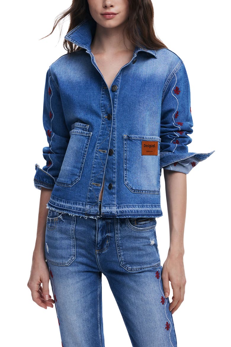 Denim Trucker Jacket, Main, color, LIGHT BLUE
