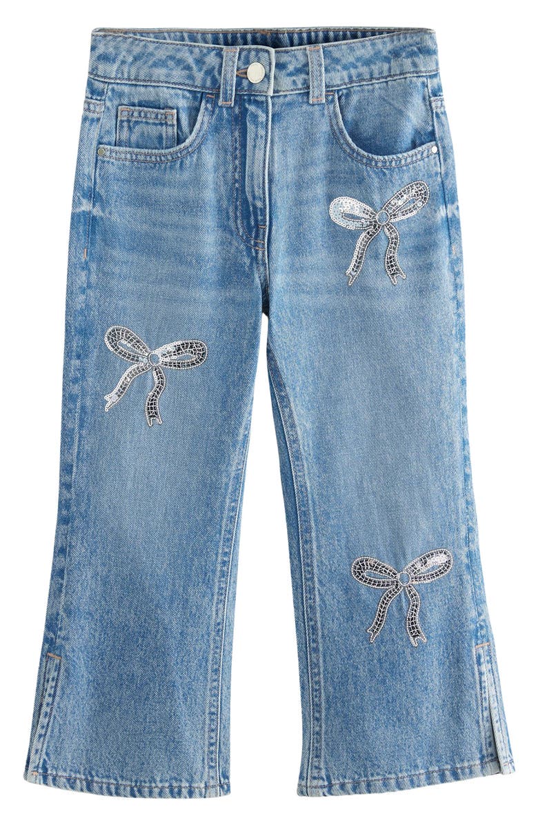 NEXT Kids' Bow Sequin Embellished Skinny Jeans, Main, color,