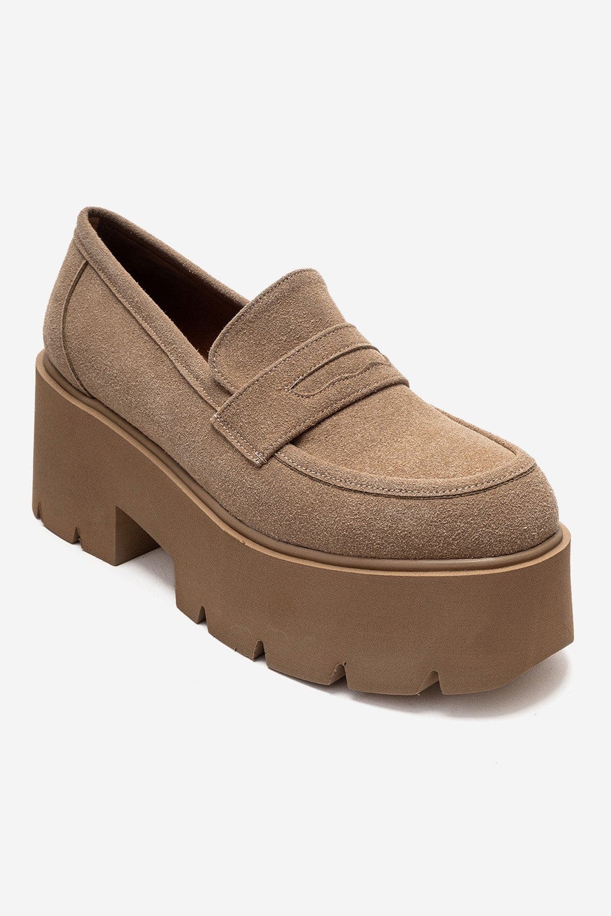 Prologue Shoes Santia Chunky Platform Loafer, Alternate, color, Cognac Suede