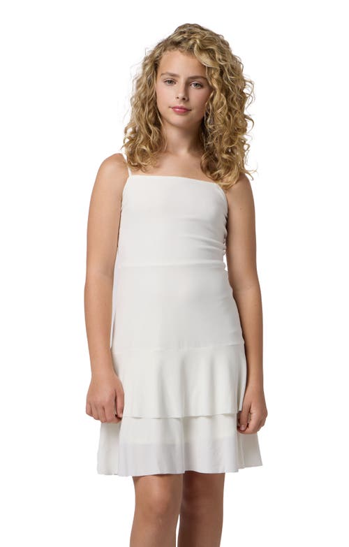 Un Deux Trois Girl's Tiered Dress W/ Bow In White