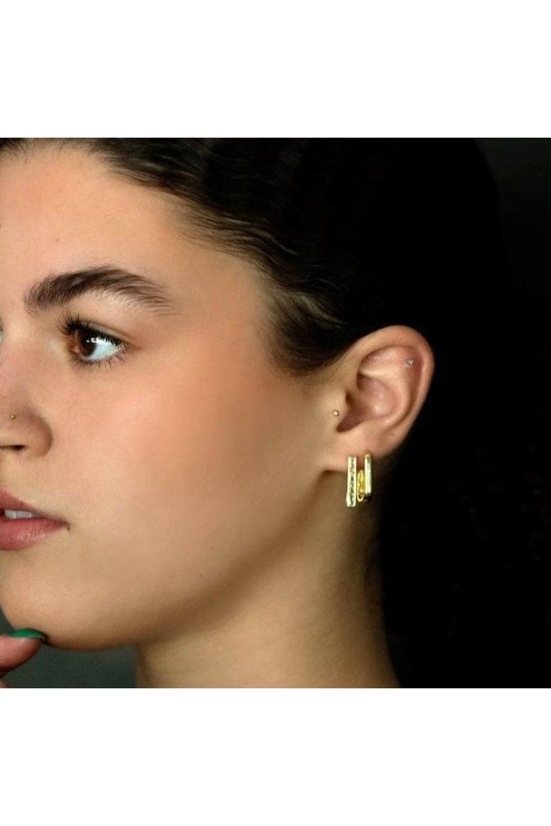 The Windsor Baguette Hoops, Alternate, color, Gold