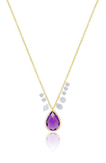 Meira T Amethyst & Diamond Pendant Necklace In Gold