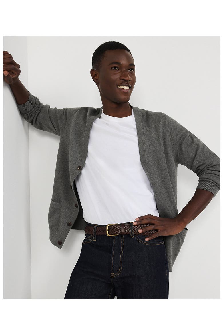 Fine Gauge Cotton Cardigan, Alternate, color, Charcoal Heather