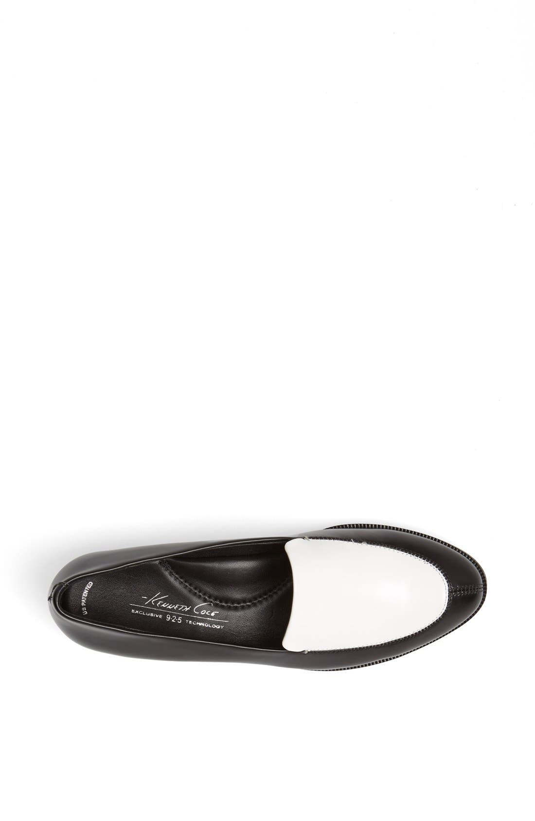 'Hudson' Leather Flat, Alternate, color, BLACK/ WHITE