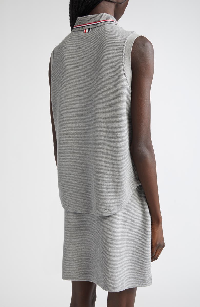Thom Browne Cotton & Silk Sleeveless Button-Up Shirt, Alternate, color, Light Grey