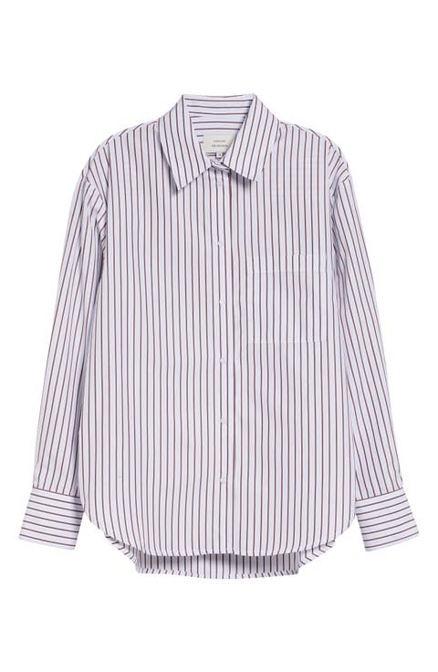 Maud Stripe Oversize Cotton Poplin Button-Up Shirt