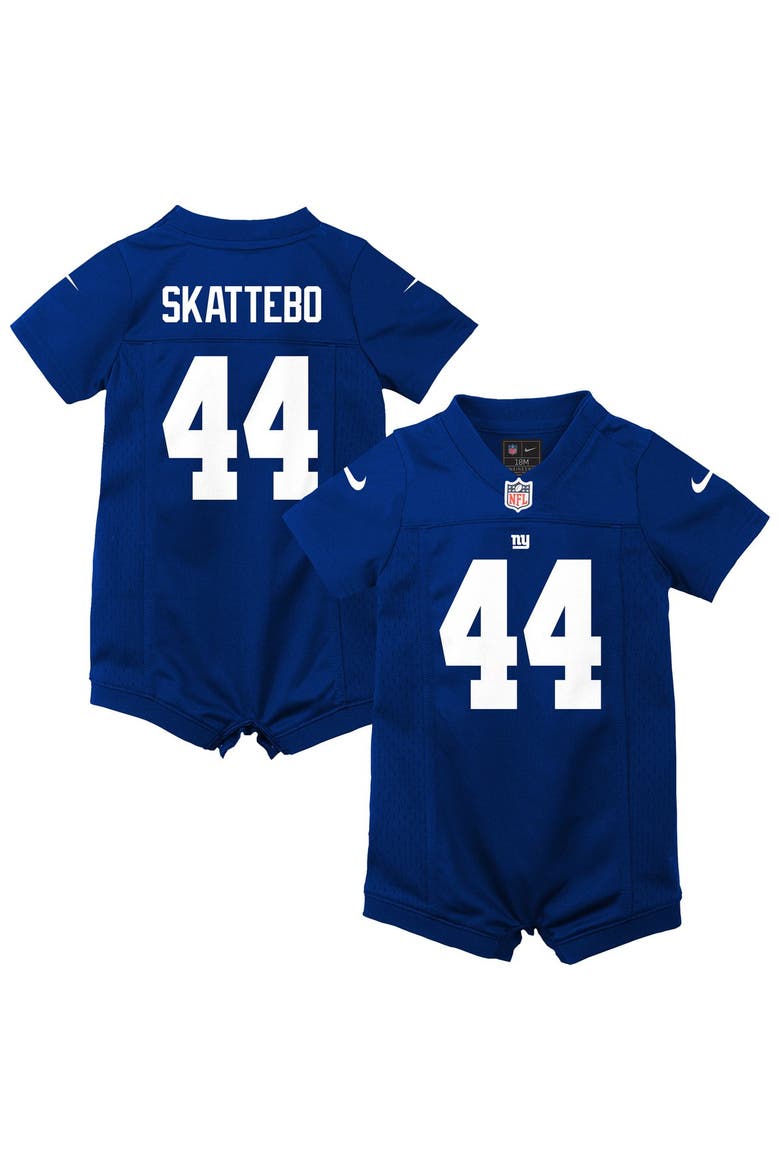 Newborn Nike Cam Skattebo Royal New York Giants Romper Game Jersey, Main, color, Royal