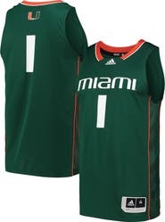 adidas Men's adidas #1 Green Miami Hurricanes Swingman Basketball Jersey