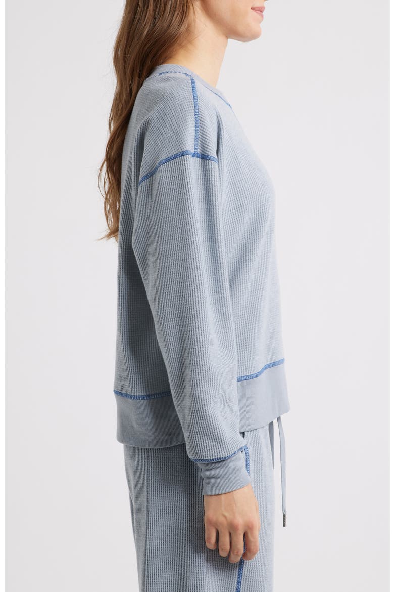 Contrast Stitch Waffle Knit Sweatshirt, Alternate, color, HEATHER GREY