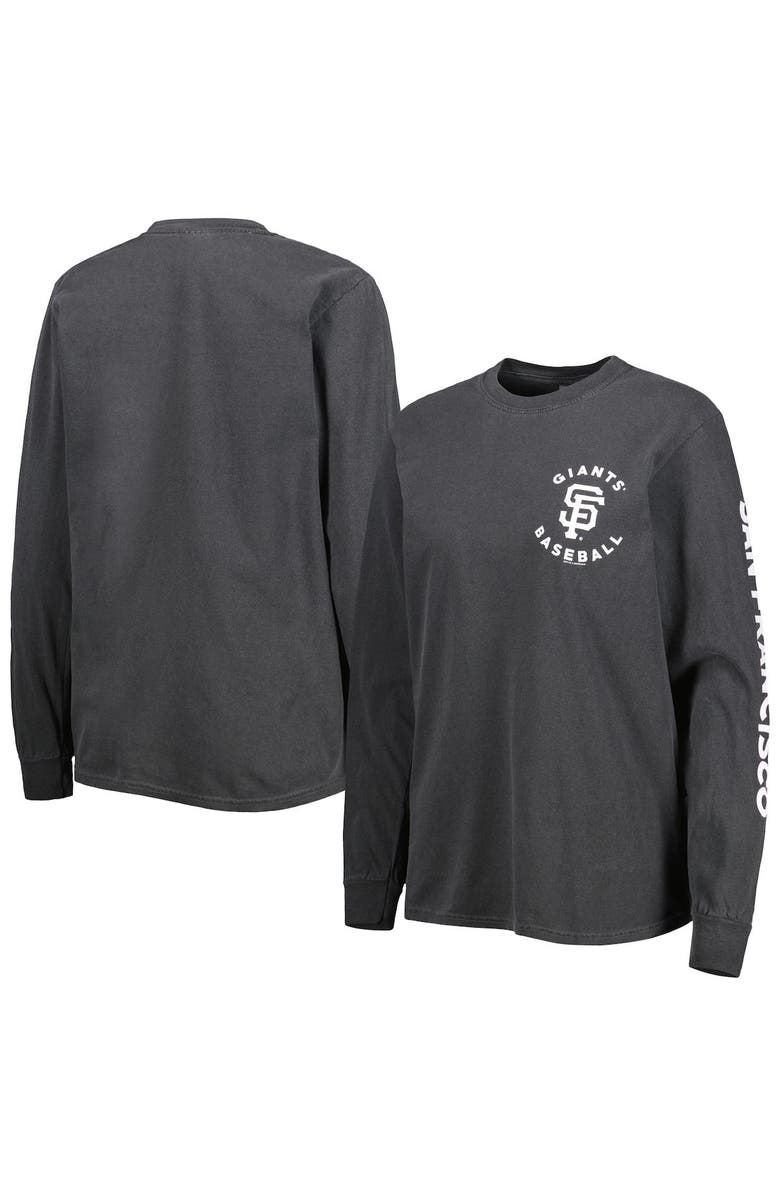 SOFT AS A GRAPE Women's Soft as a Grape Black San Francisco Giants Team Pigment Dye Long Sleeve T-Shirt, Main, color, 
