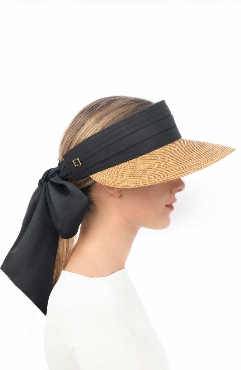 Eric Javits The Visor, Alternate, color, Natural/ Black