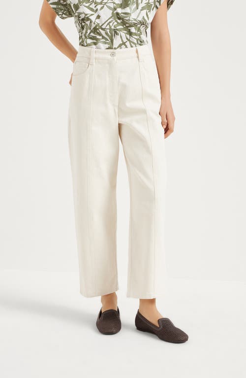 Brunello Cucinelli Cropped Trousers In Ecru