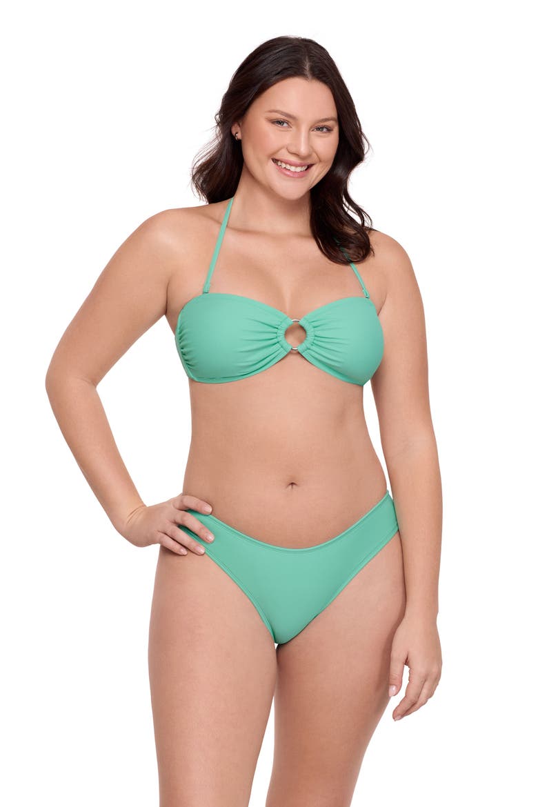 Ring Front Bandeau Bikini Set, Main, color, Aqua