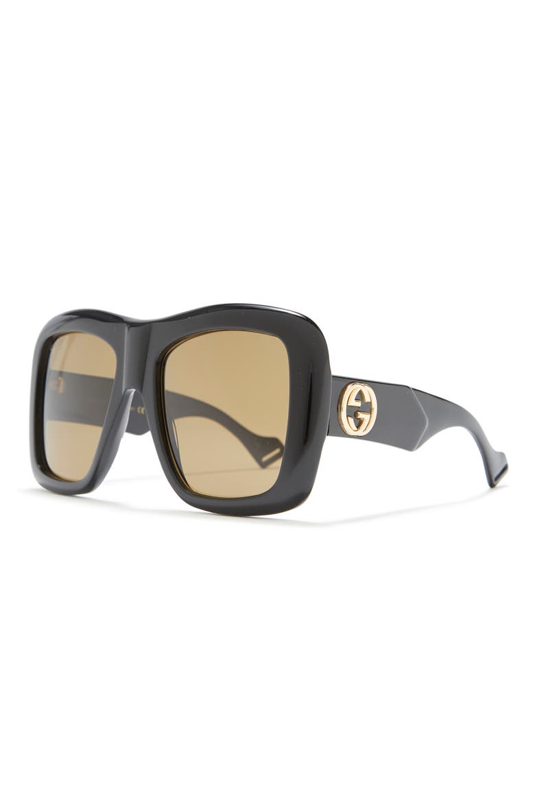 54mm Square Sunglasses, Alternate, color, BLACK BLACK BROWN