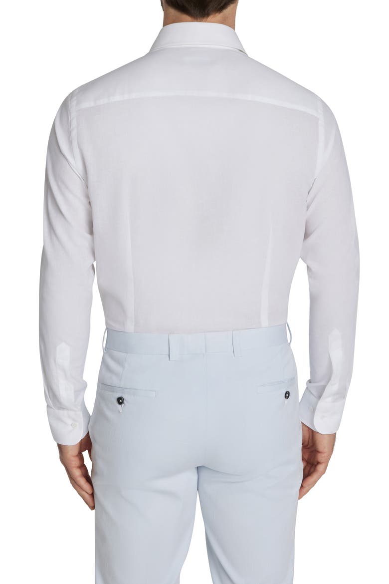 Clandeboye Contemporary Fit Solid Linen & Cotton Button-Up Shirt, Alternate, color, WHITE