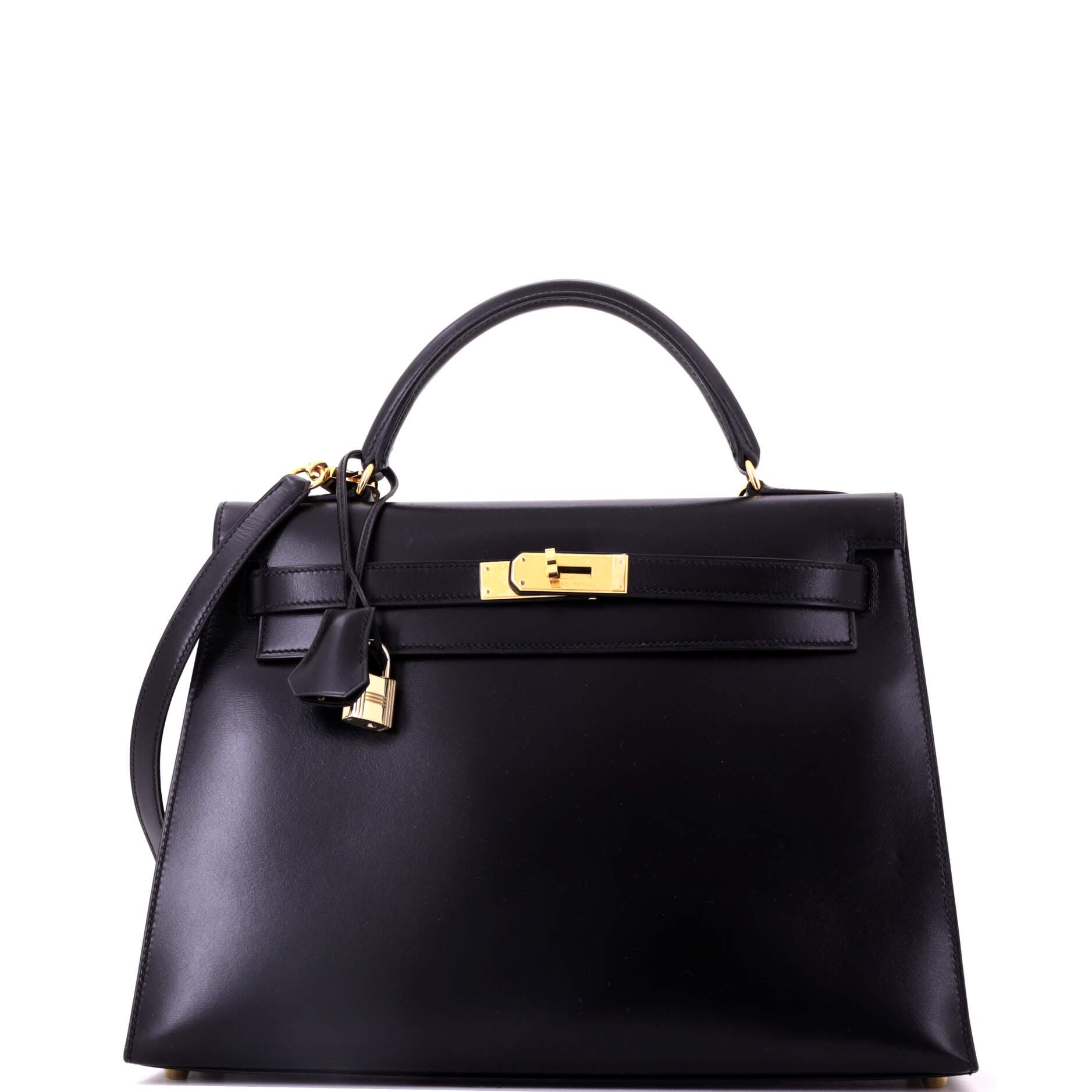 Kelly Handbag Black Box Calf with Gold Hardware 32, Main, color, Black