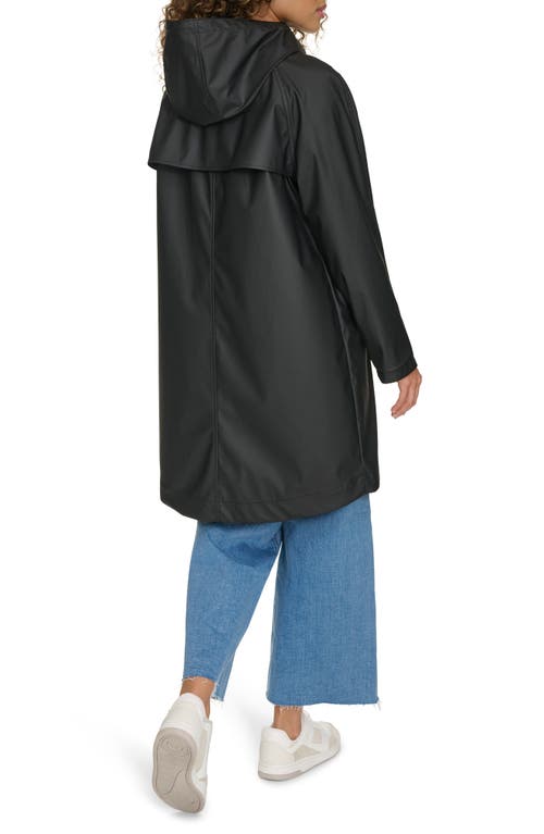 Levi's Water Resistant Hooded Long Rain Jacket In Black