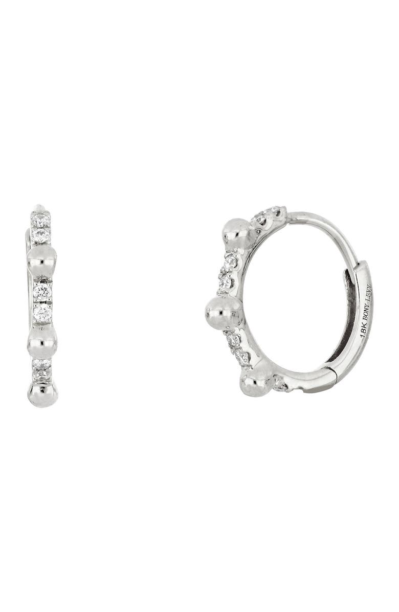 Bony Levy 18K White Gold Bead & Diamond Huggie Earrings - 0.09 ctw, Main, color,