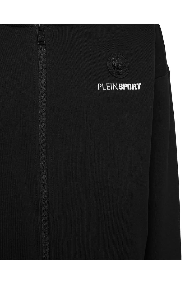 PLEIN SPORT Oversize Zipped Hoodie Sweatshirt Ls Scratch Men, Alternate, color, Black