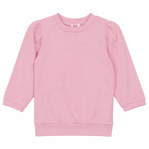 Puff Sleeve Ribbed Trim Long Sleeve Blouse