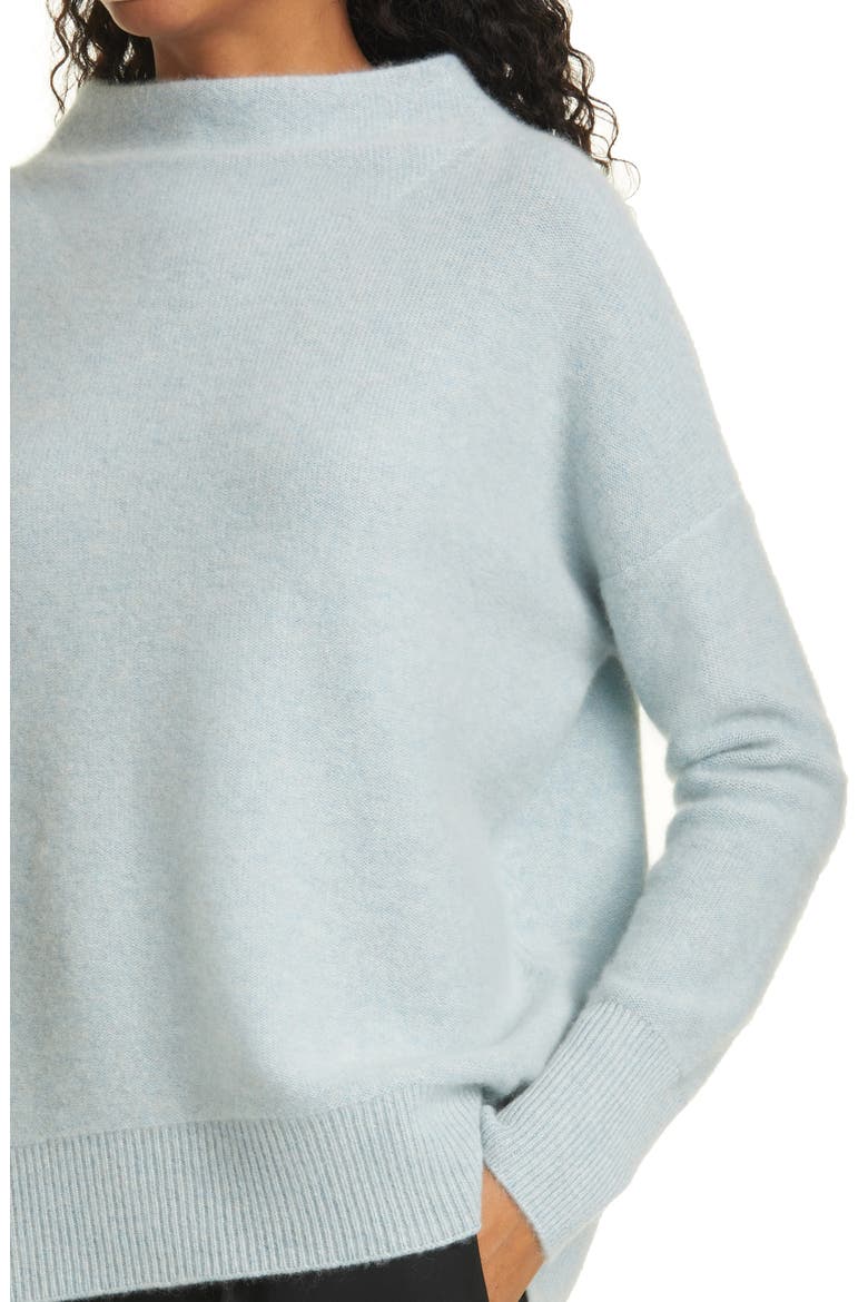 Funnel Neck Boiled Cashmere Sweater, Alternate, color, H PALE SAGE