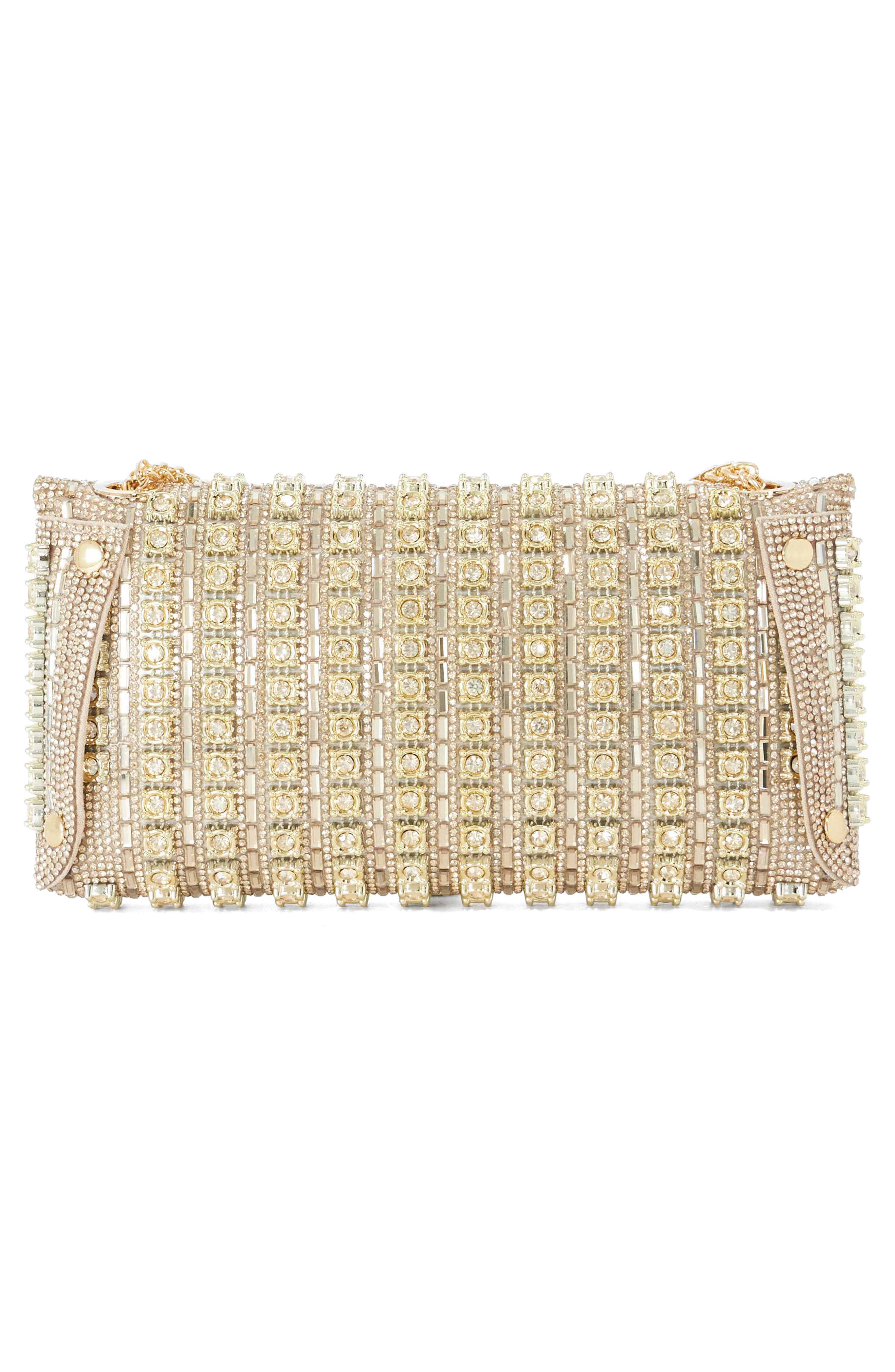 Elabourate Crystal Clutch, Alternate, color, GOLD