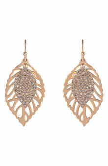 Rachel Roy Pavé Open Leaf Drop Earrings