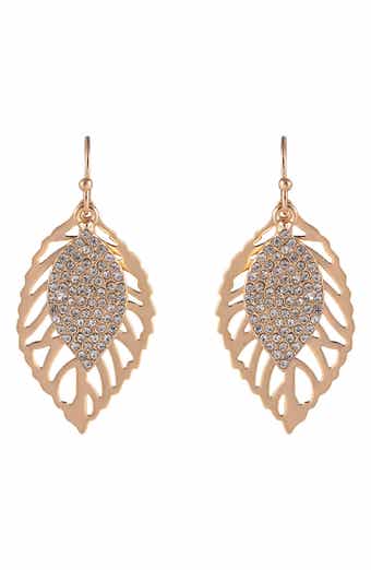 Rachel Roy Pavé Open Leaf Drop Earrings