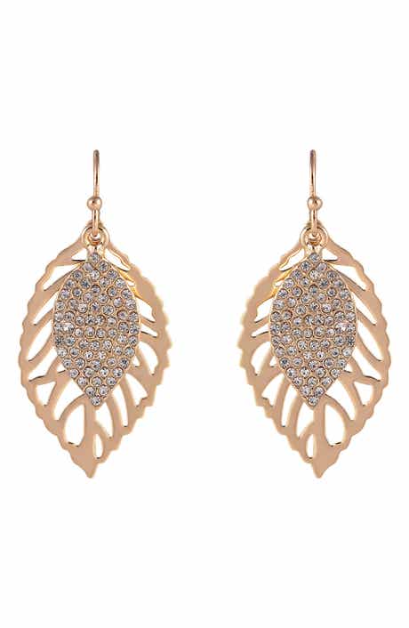 Rachel Roy Pavé Open Leaf Drop Earrings