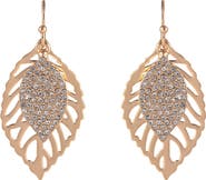 Rachel Roy Pavé Open Leaf Drop Earrings