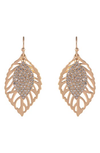 Rachel Roy Pavé Open Leaf Drop Earrings In Gold