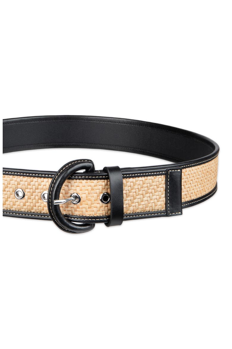 Leather Trim Raffia Belt, Alternate, color, NATURAL / BLACK