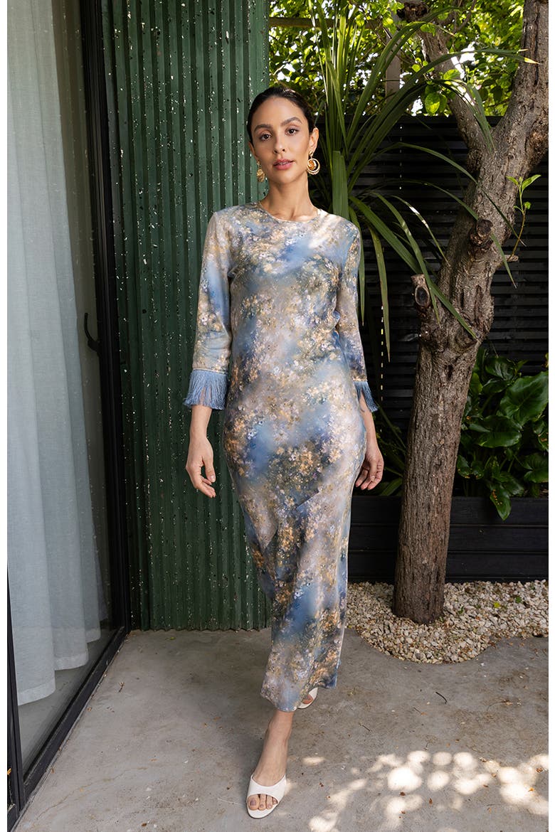 Dolly Fringe Sleeve Dress, Alternate, color, Blue Print
