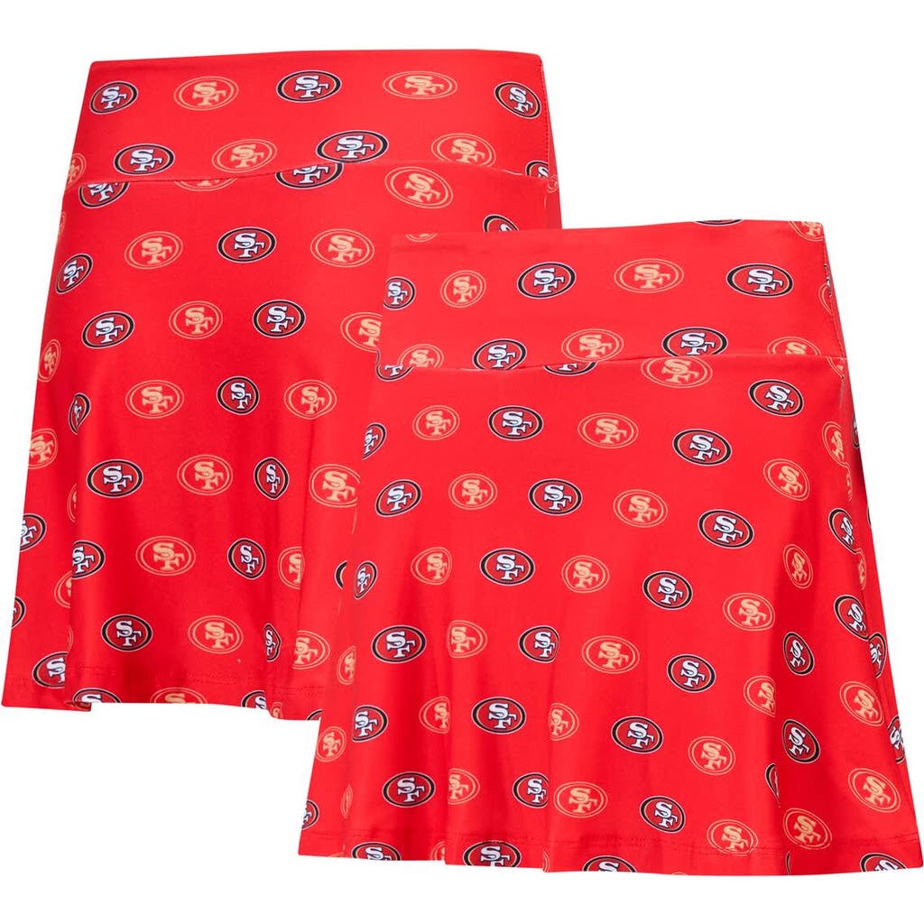 Concepts Sport Scarlet San Francisco 49ers Record Allover Print Knit Sleep Skort In Red