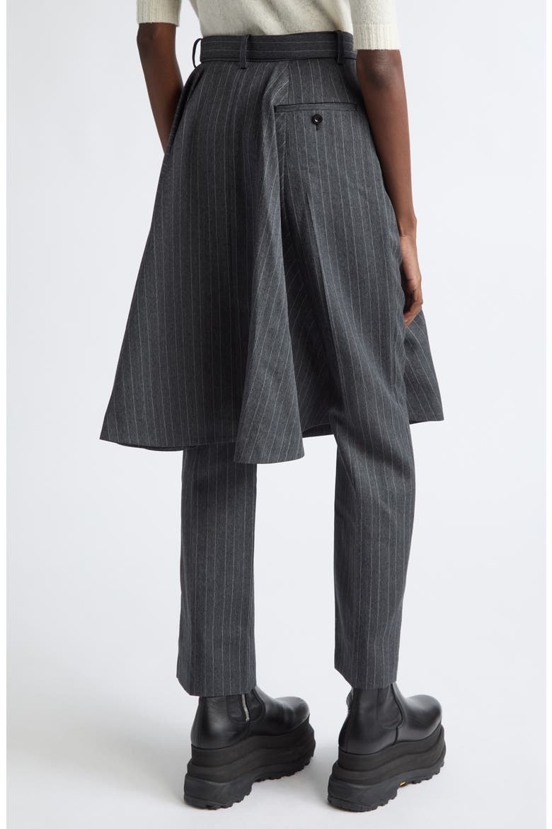 Pinstripe Skirt Layered Trousers, Alternate, color, BLACK