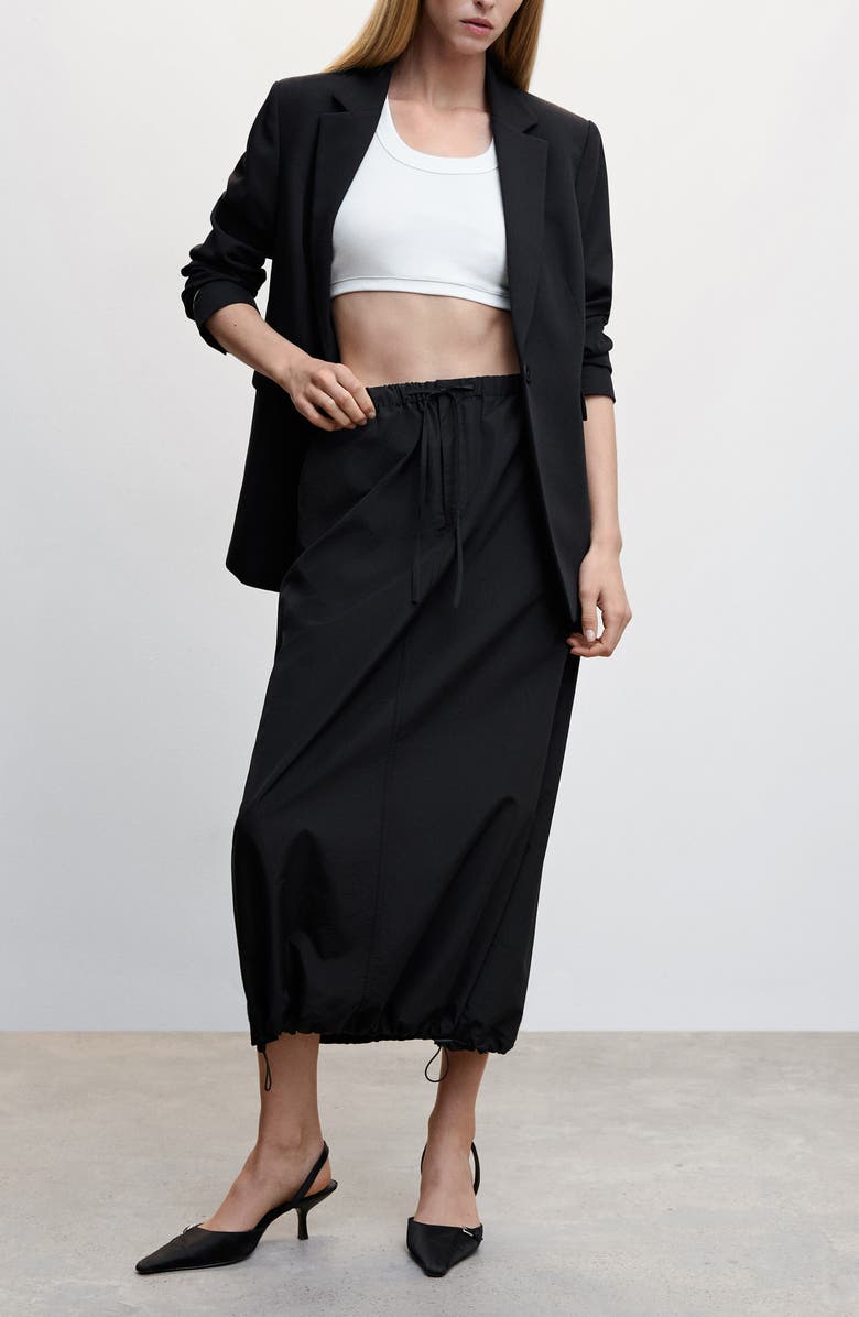 MANGO Tie Waist Parachute Midi Skirt, Alternate, color,