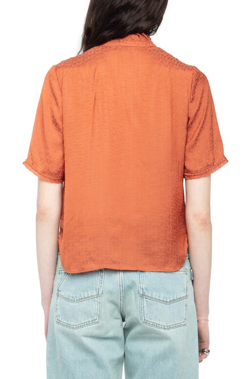 Zadig & Voltaire Womens Sienna Short-sleeved Frill-collar Satin Shirt In Brown
