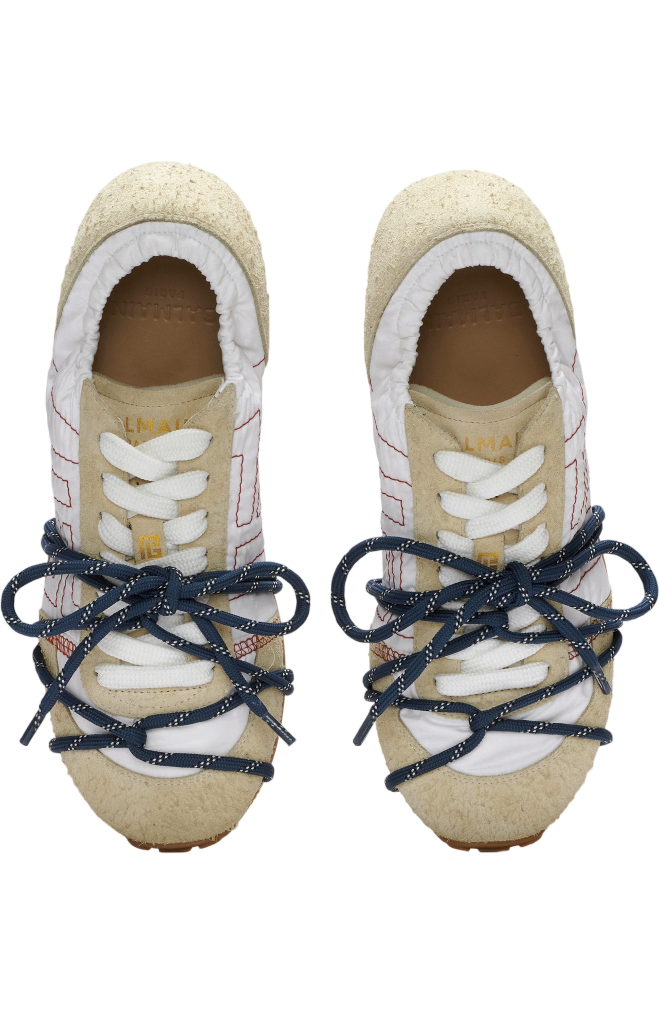 Racer 45 trainers in nylon and suede, Alternate, color, beige