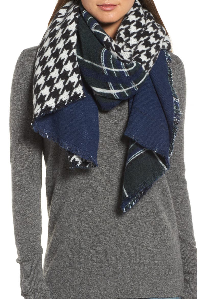 Remix Brushed Plaid Wrap, Alternate, color, GREEN COMBO