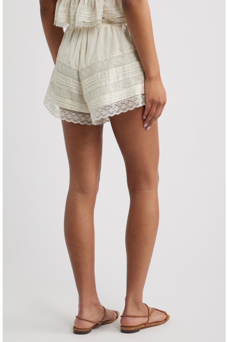 Emanuela Silk & Lace Shorts, Alternate, color, IVORY