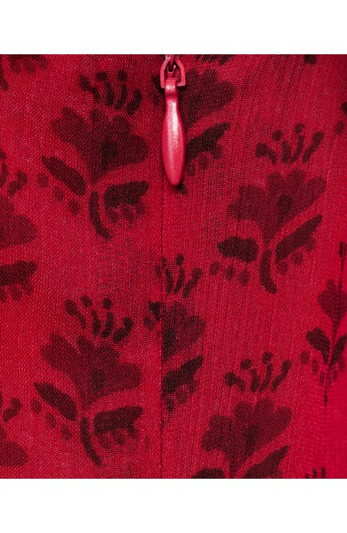 Mango Print Midi Dress In Red