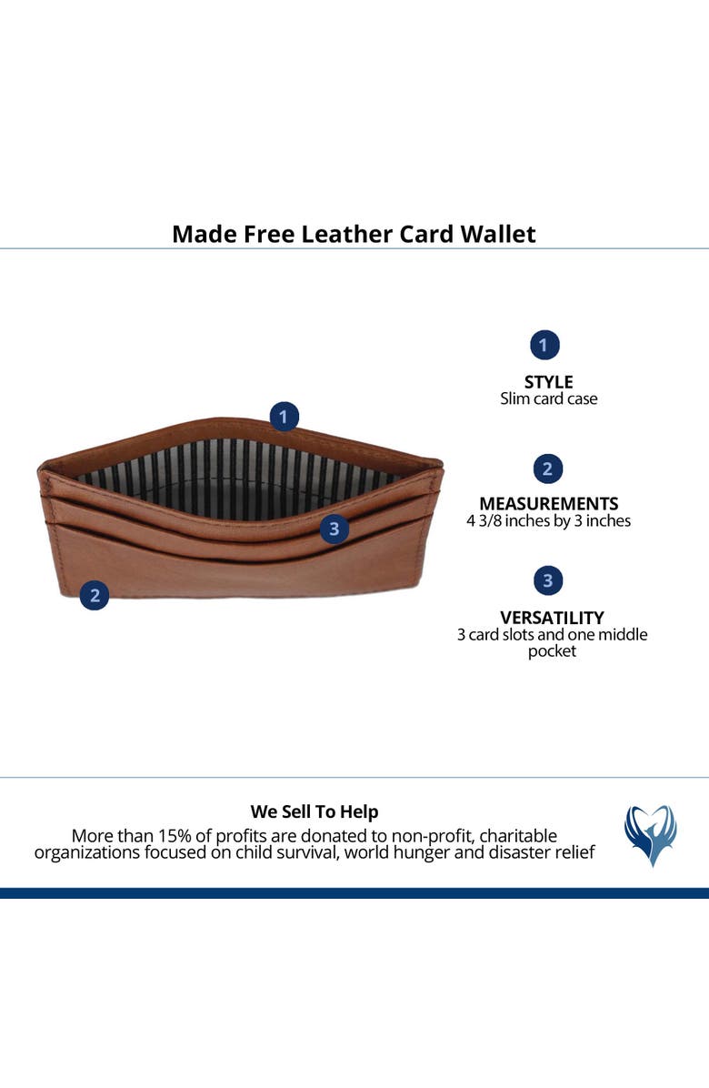 Made Free Leather Card Wallet, Alternate, color, Camel