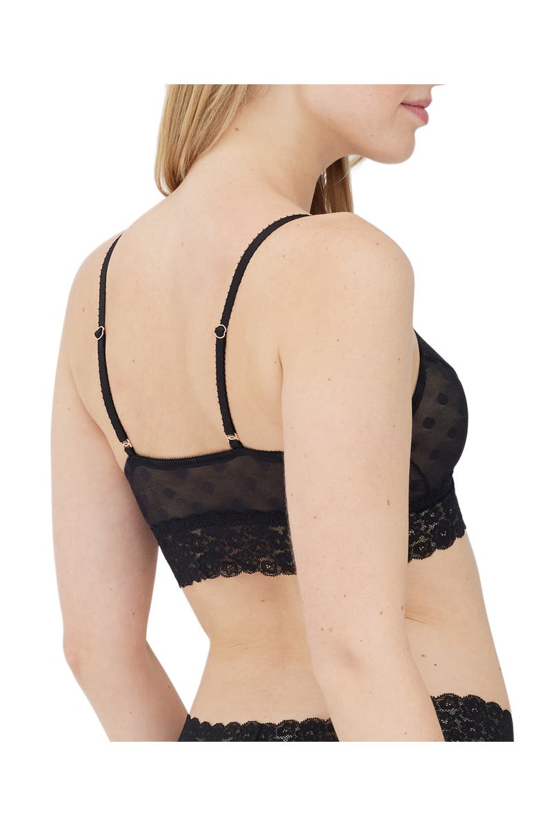 Skarlett Blue Dare Dot Pattern Plunge Bralette, Alternate, color, Black