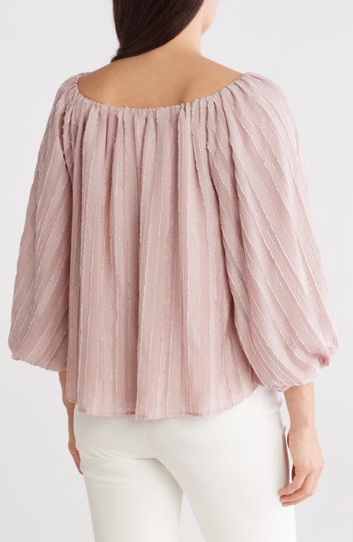 Shop Renee C Semisheer Boat Neck Balloon Sleeve Top In Mauve