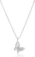 The Lovery Fine Jewelry Mother of Pearl CZ Butterfly Necklace