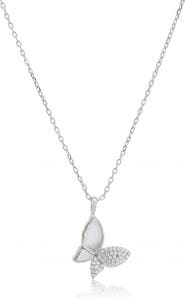 The Lovery Fine Jewelry Mother of Pearl CZ Butterfly Necklace