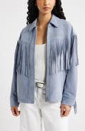 Open Edit Fringe Suede Jacket