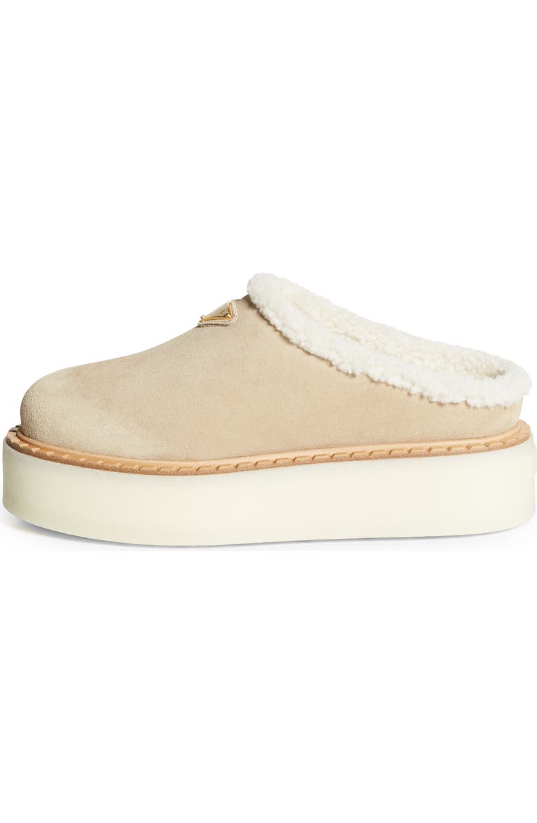 Prada Evolve Genuine Shearling Clog, Alternate, color, Ecru